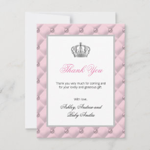 Cartão De Agradecimento Rosa do aniversário do chá de fraldas da princes
