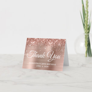 Cartão De Agradecimento Rosa Dourado Brilhante e Foil 50º Aniversário
