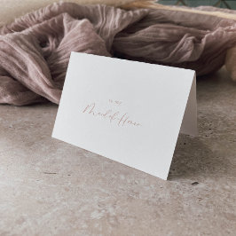 Cartão De Agradecimento Rosa Dourado Idílico Estilo Festa de Casamento  