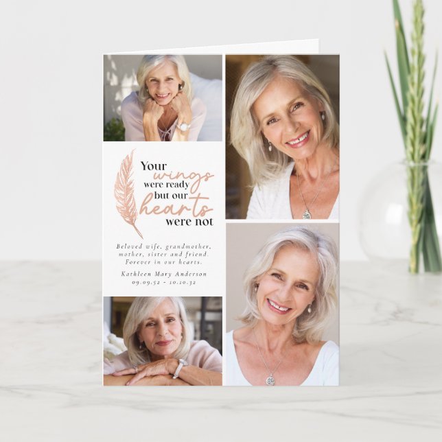 Cartão De Agradecimento Rosa Dourado Suas Asas Estavam Prontas Fotos Simpa (Frente)