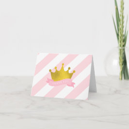 Cartão De Agradecimento Rosa e Dourada Princesa Obrigado