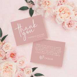 Cartão De Agradecimento Rosa Empoeirado Minimalista Script Chuveiro de Noi