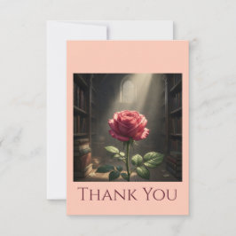 Cartão De Agradecimento Rosa Entre Livros Luz Amantes de Livros