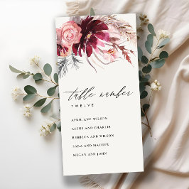 Cartão De Agradecimento Rosa Flora Pampas Grass Grass Número da Tabela