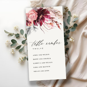 Cartão De Agradecimento Rosa Flora Pampas Grass Grass Número da Tabela