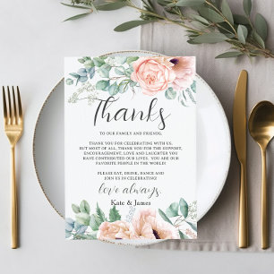 Cartão De Agradecimento Rosa Floral Casamento QR Compartilhar Foto Rosa Co