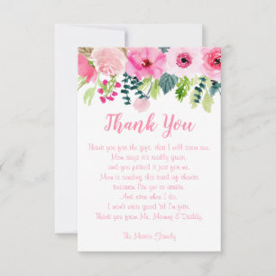 Cartão de Agradecimento Rosa Floral para Chás de B