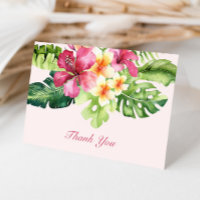 Cartão de Agradecimento Rosa Floral Tropical Elega