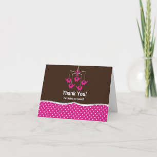 Cartão De Agradecimento Rosa fúcsia & obrigado móvel de Brown você cart