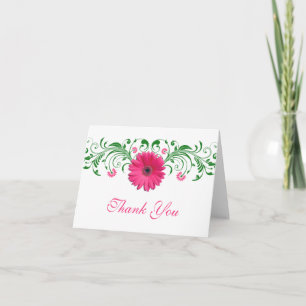 Cartão De Agradecimento Rosa Gerbera Daisy Verde Floral Casamento Agradeci
