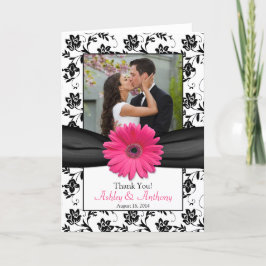 Cartão De Agradecimento Rosa Margarida Preto Branco Floral Casamento Agrad