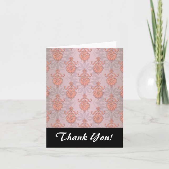 Cartão De Agradecimento Rosa Menina Damask (Frente)