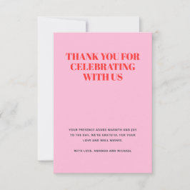 Cartão De Agradecimento Rosa Moderno e Vermelho