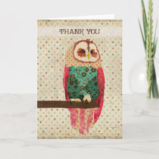 Cartão De Agradecimento Rosa Owl Thank You  Card