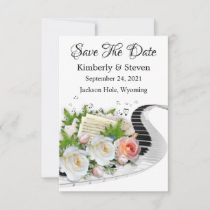 Cartão De Agradecimento Rosa Piano Music Sheet Save The Date Card