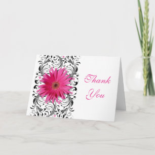 Cartão De Agradecimento Rosa Preto Gerbera Daisy Floral Casamento Agradeci