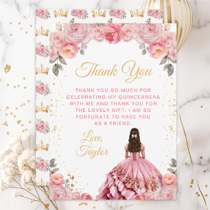 Cartão De Agradecimento Rosa Princesa Rosa Floral Quinceañera