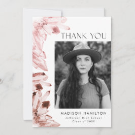 Cartão De Agradecimento Rosa Quartz Watercolor Crystals Graduação de Fotos