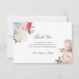 Cartão De Agradecimento Rosa Rosa Rosa Elegante Floral