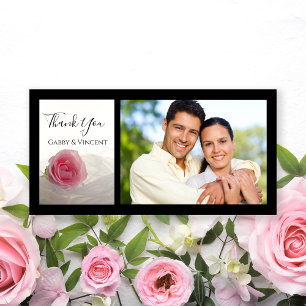 Cartão De Agradecimento Rosa Rosa Rosa Rosa de Casamento Branco Obrigado