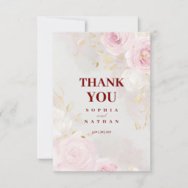 Cartão De Agradecimento Rosa Rosa Rosa Rosa Elegante E Dourado Obrigado Ca