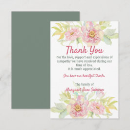 Cartão De Agradecimento Rosa Rosa Rosa Rosa Floral Obrigado Simpatia Funer