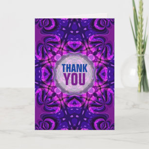 Cartão de Agradecimento Rosa Roxo TieDye Batik