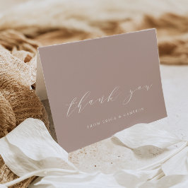 Cartão De Agradecimento Rosa Taupe Calliografia Personalizada