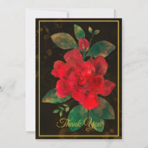 Rosa vermelha de Aquarela com Moldura Dourada Vint