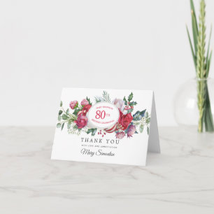 Cartão De Agradecimento Rosa vermelha de inverno 80 de Botânica Aniversári
