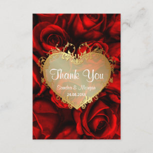 Cartão De Agradecimento Rosa vermelha Floral Casamento Obrigado
