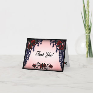 Cartão De Agradecimento Rosa vermelha Gótica Obrigado Dentro Vazio