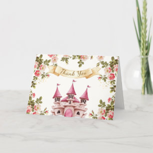 Cartão De Agradecimento Rosa Wildflower Fairytale Castle Chá de fraldas