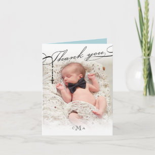 Cartão De Agradecimento Rosary Cross Monogram Scripted Photo Religious