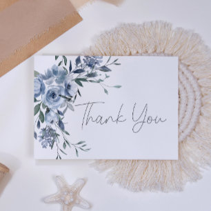 Cartão De Agradecimento Rosas Azuis Empoeiradas Flores Casamento Script
