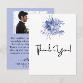 Cartão De Agradecimento rosas azuis empoeiradas rústicas e outras flores