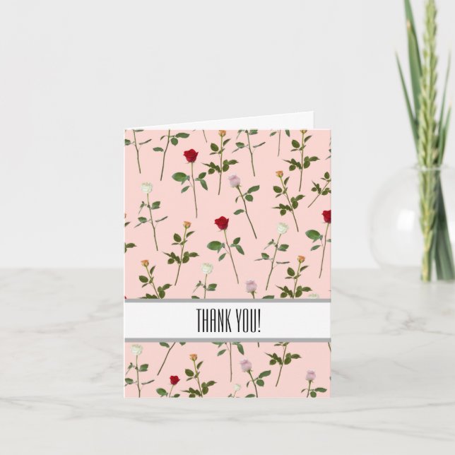 Cartão De Agradecimento Rosas bonito Obrigado (Frente)