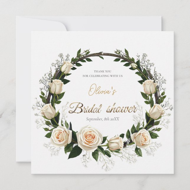 Cartão De Agradecimento Rosas Brancas e Favor de Bebê (Frente)