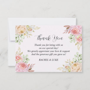 Cartão De Agradecimento Rosas Champanhe Casamento Chic