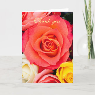 Cartão De Agradecimento Rosas coloridos obrigado você