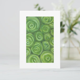 Cartão De Agradecimento Rosas com tons verdes - arte original desenhada à