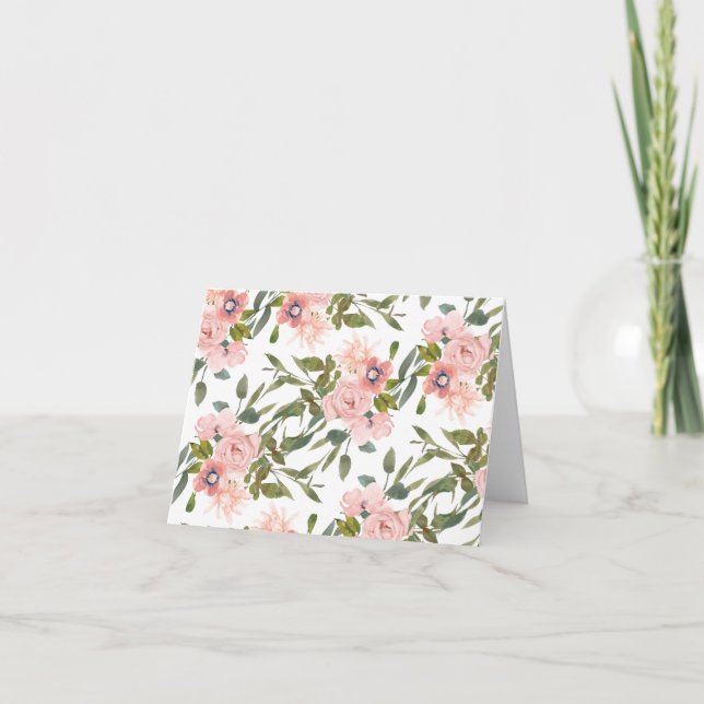 Cartão De Agradecimento Rosas Cor-de-Rosa Floral (Frente)