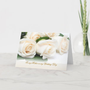 Cartão De Agradecimento Rosas creme branco. Obrigado Mãe pelo meu casament