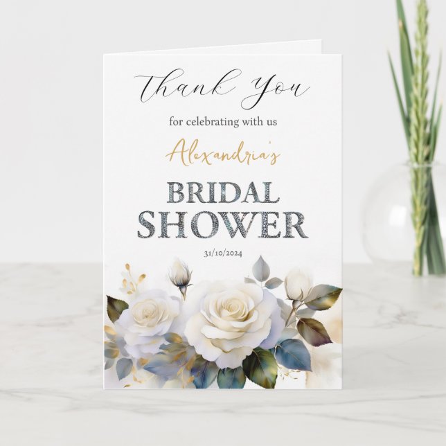 Cartão De Agradecimento Rosas de Chá de panela personalizados Obrigado (Frente)