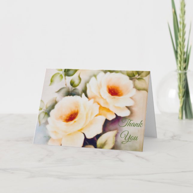 Cartão De Agradecimento Rosas de Creme (Frente)