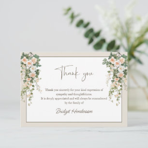 Cartão De Agradecimento Rosas de Pêssego em Aquarela Flores Funeral