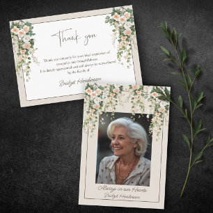 Cartão De Agradecimento Rosas de Pêssego em Aquarela Flores Funeral