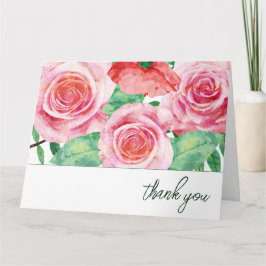 Cartão De Agradecimento Rosas em Aquarela Obrigado