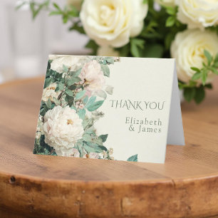 Cartão De Agradecimento Rosas Peônias Florais Casamento Aquarela Pastel