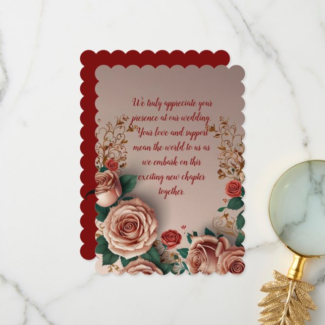 Cartão De Agradecimento Rosas Pink Românticas Elegantes (Frente/Verso In Situ)